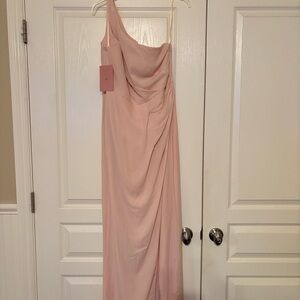 BHLDN Soft Pink One Shoulder Gown